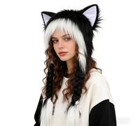 Peluche de orejas de gato - Gorro de cosplay, color rosa, talla única, bonito accesorio para la cabeza, disfraz peludo, ropa divertida con forro de felpa, diseño de ajuste cómodo, para adultos