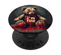 Peluche de Oso de Sangre herido de Terror Halloween PopSockets PopGrip Adhesivo