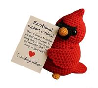 Peluche de pájaro rojo hecho a mano para abrazo de bolsillo, para apoyo emocional para compañero con tarjeta de mensaje, recuerdo de amor y recuerdo de punto suave, 10 x 5 cm