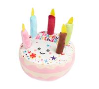 Peluche De Pastel De Cumpleaños - Pasteles Con Chirriador De Peluche Para Perros De 56 G, Juguetes Para Masticar Con Forma De Pastel De Cumpleaños De 17x17x9 Cm | Juguetes Interactivos Para Perros Peq