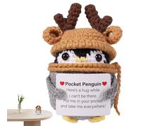 Peluche de pingüino de ganchillo - Muñeca de pingüino positiva de 3.94 pulgadas, animal de punto hecho a mano | Regalo inspirador decorativo para niños, adolescentes, colegas, empleados, amantes de