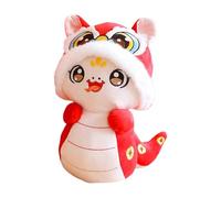 Peluche de serpiente de Año Nuevo Chino, decoración de Año Nuevo Lunar, Colgante de mochila de felpa con diseño de serpiente y sombrero de león de danza, Muñeca linda de la mascota del del llavero, ju