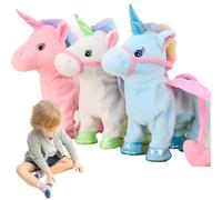 Peluche De Unicornio Que Canta Y Camina, Peluche Eléctrico, con Correa, Juguete Musical Animado, Un Regalo Ideal para Niños Y Niñas De La Familia. White