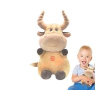 Peluche de vaca iluminado, animal de peluche de vaca musical | Iluminando el chupete de felpa para niños,Juguete calmante animado multifuncional, felpa con luz nocturna de canción de cuna para niños y