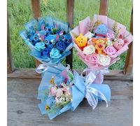 Peluche de Winnie the Pooh, Piglet y Eeyore, Ramo de Flores Hecho a Mano, Regalo para Bodas, Graduaciones, San Valentín, Navidad y Cumpleaños 15
