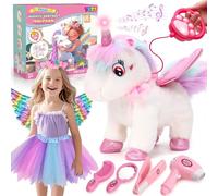 Peluche Electrónico de Unicornio para Niñas 3+ con Correa Control, Juguete Interactivo que Ladra y Anda, Disfraz de Unicornio para Juego de Roles y Cumpleaños