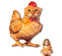 Peluche en forma de pollo con cabeza de gato cojín decorativo gato pollo | Juguete de peluche para sofá cama, oficina, dormitorio, cumpleaños, fiesta de año nuevo, chico, niña colegas