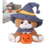 Peluche gato | Juguete de gatito bruja con sombrero y capa | 25 cm Figura de peluche linda para Halloween | Decoración salón dormitorio, fiesta cumpleaños regalo niñas niños