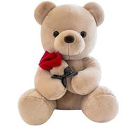 Peluche genérico oso oso peluche con rosa, lindo 23 cm de peluche almohada de oso regalo de muñeca para niños niños niñas cumpleaños Navidad San Valentín