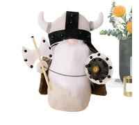 Peluche GNOME - Hecho a mano, Figura de guerrero con escudo de cuerno, diseño Goblin enano, objeto de colección decorativo, miniatura fantástica, trabajo detallado de alta calidad,