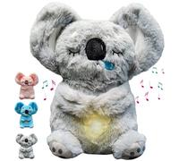 Peluche Koala que respira, juguete de animal acolchado respirante con luces musicales y movimiento rítmico de respiración, regalo para recién nacido, macho y mujer (gris)