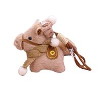 Peluche mascota del año del caballo 2026 - 17 x 13 cm, llavero de felpa suave 2026 del año del caballo | Llavero colgante mochila para hombres mujeres niños niñas jóvenes adolescentes, marrón, Se