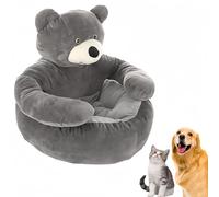 Peluche para Gatos y Perros,Cama para Perro Bear Hug, Cama para Gatos de Peluche,Teddy Bear Dog Bed with Arms, Super Soft Plush Teddybear Dog Bed, Lavable a máquina, Antideslizante (Gray, Small)