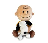 Peluche PEANUTS CHARLIE BROWN y en brazos el perrito Snoopy - de colección - Altura 15 cm - Multicolor