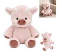 Peluche Que Corre 60cm, Vaca de Peluche Suave, Peluche de Vaca de Pelaje Suave, Adorable Animal de Peluche de Corriendo Peluda, Va-ca Highland Peluche para Abrazar, Jugar y Decorar la Habitación, Rosa