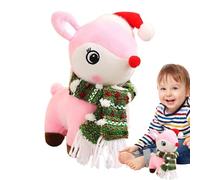 Peluche reno de Navidad, muñeca de ciervo navideño | Peluche de alce navideño de 18 cm - Peluche de alce de Navidad para abrazar, juguete de peluche de alce con gorro suave con bufanda para