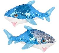 Peluche reversible de tibur n blanco de 25 cm con lentejuelas de sirena de Rhode Island Novelty Adventure Planet