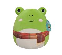Peluche Squishmallows 30cm Wendy Rana Verde con la Bufanda a Cuadros