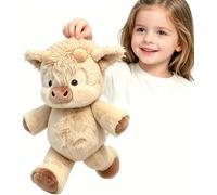 Peluche Vaca Que Corre, 45cm Peluche de Vaca de Pelaje Suave, Realista Vaca Highland Peluche, Vacas de Las Tierras Altas de Peluches, Juguete Suave de Becerro Corriendo para Niños Niñas Parejas