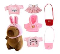 Peluches Capybara vestidos - 9 pulgadas lindo cojín animal con bolsa de ropa sombrero conjunto | Capybara relleno suave para niños adultos diversión Playroom decoración cumpleaños regalo estante Ora