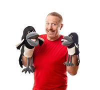 Peluches Steve y Maggie - Marioneta Urraca Maggie ≥1 año, suave pájaro, juegos de disfraz, rimas, juguete interactivo (Talla Grande)