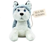 Peluches Termicos (23 cm) - Peluche Semillas Microondas - Suave y Calentito, Ideal para Aliviar Colicos en Bebes - Husky de Peluche para Abrazar y Dormir - Saquito de Semillas Extraible