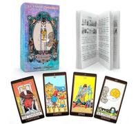 Pelucton Baraja de Tarot Clásica de 78 Cartas para Principiantes con Libro Guía en Francés, Cartas de Tarot Tradicionales con Números Modernos y Nombres de Cartas en Francés e Inglés