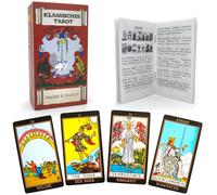 Pelucton Clásicas cartas de tarot con libro para principiantes en alemán, baraja tradicional de tarot con números modernos y nombres de tarjetas en alemán e inglés