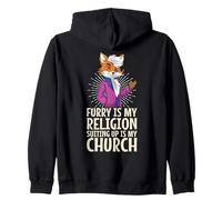 Peludo Es Mi Religión Vestirse Es Mi Iglesia Therian Sudadera con Capucha