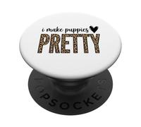 Peluquería de Perros Leopard I Make Puppies Pretty, Estilista de Mascotas PopSockets PopGrip Adhesivo