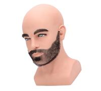 Peluquería Ejercicio Cabeza Calva, Cejas De Barba Completa Ergonómico Hombre Calvo Cabeza de Maniquí con Resina de Barba PVC para Ejercicios de Trip