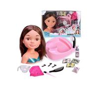 Hair Salon - Busto Morena con Lavacabezas Funcional, Incluye Champú Especial, Tratamientos, Mascarillas, Toalla Turbante, Peine y Gomas para Crear Infinitos Peinados, +3 años, Famosa (NACB2000)