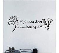 Peluquería Pegatinas De Pared Vinilo Chicas Salón De Belleza Decoración Peluquería Calcomanía De Pared Cotizaciones La Vida Es Demasiado Corta Para Tener Un Cabello Aburrido 56X20Cm