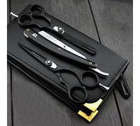 Peluquería/profesional estilo corte de pelo, tijeras de entresacar Tijeras Set con - los hombres de afeitado (navaja en acero inoxidable. Se suministra con la funda de piel.