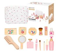 Peluquería y maquillaje de belleza de madera,Juguetes de peluquería y belleza - Juego de ficción Maquillaje de juguete de vestir,Finge jugar juguetes de peluquería Educación