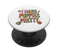 Peluquero de Mascotas Retro Pastel I Make Puppies Pretty Dog PopSockets PopGrip Adhesivo