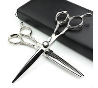 Peluquero izquierdo de 6 pulgadas, cortador de pelo profesional japonés, tijeras, cortador de pelo delgado, opcional en (6 pulgadas y 2 piezas-F)