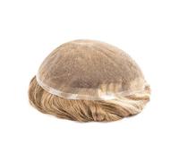 Peluquín de cabello humano con base de encaje francés completo for hombre, resaltado de doble nudo