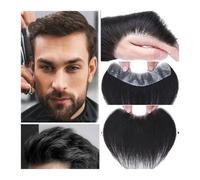 Peluquín For Frente Y Línea De Cabello Hombres, Sistema De Unidades De Cabello Humano Indio Con Base De PU De 0,05 A 0,14 Mm, En Forma De V Hair Pieces Replacement(4.5cmx15.5cm)