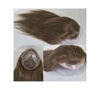 Peluquín para cabello de hombre Swiss Lace Front Men Toupee 8"x10" Mono Lace PU Hairpiece 12" Long Human Hair System Units Peluquín invisible y transpirable para cabello de(#4 Color)