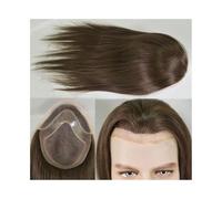 Peluquín para cabello de hombre Swiss Lace Front Men Toupee 8"x10" Mono Lace PU Hairpiece 12" Long Human Hair System Units Peluquín invisible y transpirable para cabello de(#3 Color)