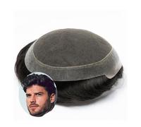 Peluquín para hombres, Durable Australia Base de encaje prótesis de cabello for hombres 100% Unidad de sistemas de cabello humano Invisible encaje suizo hombres peluquín hombres peluca peluca(Medium L