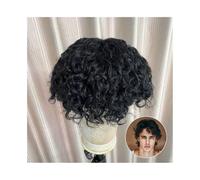Peluquín para hombres Peluquín indio con rizos Remy for hombres, sistema de unidades de cabello humano con base mono transpirable y PU alrededor del cabello, prótesis de cabello masculino con ondas de