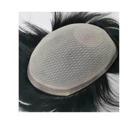 Peluquín para hombres Prótesis capilares masculinas de cabello humano con encaje francés transpirable y piel sintética alrededor de los sistemas de reemplazo de cabello for hombres, unidades de cabell