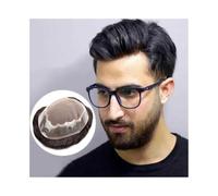 Peluquín para hombres Toupee for hombres, sistema de reemplazo de prótesis capilares for hombres, de poliuretano monocristalino fino y transpirable, de 6" con línea de cabello natural de la India Pelu