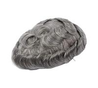 Peluquines para hombre Peluca de cabello humano natural con gris for hombre, prótesis capilar for, pelucas indio PU encaje suizo for hombres Postizos(1B65#)