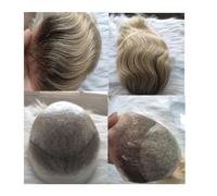 Peluquines para hombre Reemplazo for hombres, sistema de cabello humano, tupé Rubio degradado for, encaje suizo, piel fina, PU 8X10, liso, pelucas for Postizos(Blonde Color)