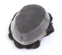 Peluquines para hombre Tupé de cabello humano for hombre con encaje francés central PU alrededor del sistema reemplazo liso n.° 1B Postizos(6x8)