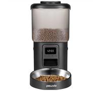 Peluvio Crispy Comedero Automático Gato con Temporizador, 4 Comidas Programables, Dispensador Comida Gatos sin WiFi ni App, LCD, Alimentación Red y Baterías, Cuenco Acero Inoxidable, Depósito 4,5 L