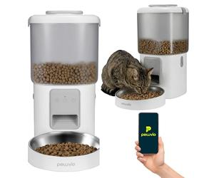 Peluvio Crispy Wi-Fi Comedero Automático para Gatos con App y WiFi, Programable con Temporizador, Porciones Precisas, Mensaje de Voz, Cuenco de Acero Inoxidable Higiénico, Batería de Respaldo, 4,5 L